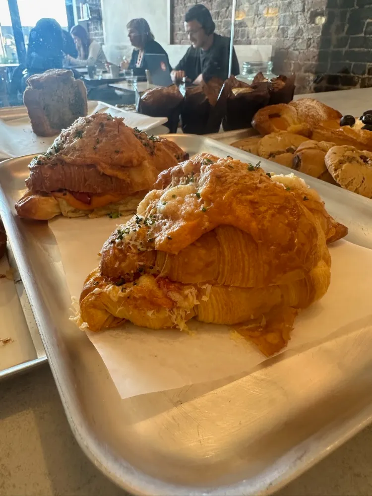 Fresh pastries on a café counter